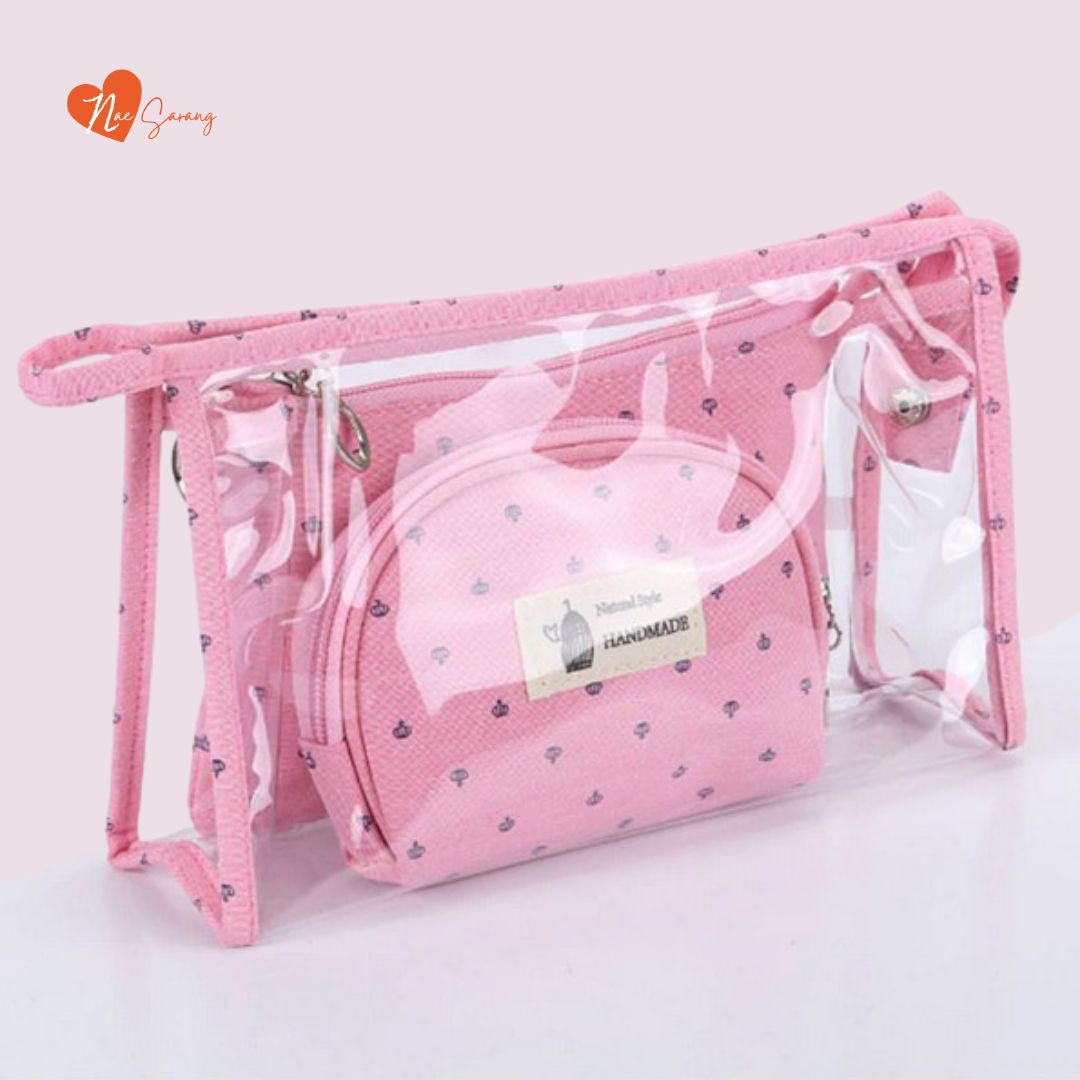 N A PURSE Three Compartment Cosmetic Bag Women Travel Cosmetics Case Toiletry  Bags Makeup vanity box, Makeup Big Bag For Bride Vanity Box Price in India  - Buy N A PURSE Three